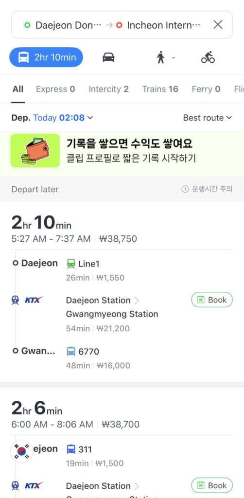 bus directions in naver map